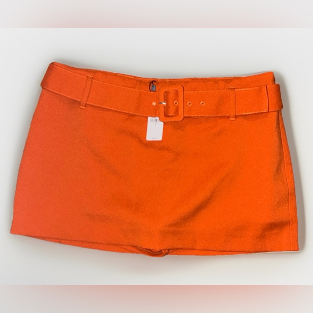 Express Vibrant Orange Belted Skirt
